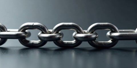 Close-up of a strong metallic chain showcasing its robust links and durable construction