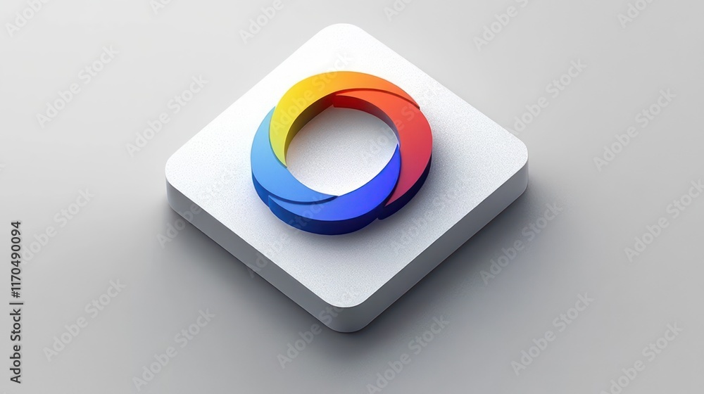Poster minimalist logo design with soft shadows and subtle gradients on light gray background, emphasizing 