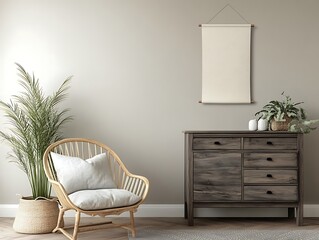 banner mockup minimalistic living room