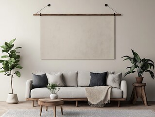 banner mockup minimalistic living room