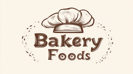 Bakery shop emblem or label with the text - Bakery Foods - arched over a traditional chefs toque in three different color variations on white brown and beige backgrounds