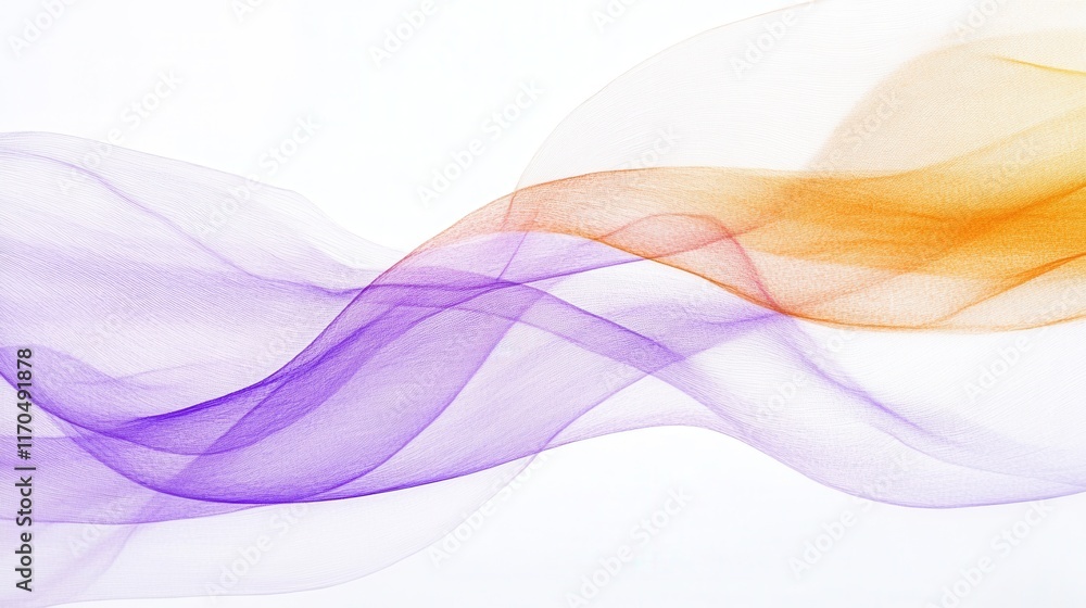 Poster delicate lavender and orange curves gracefully flowing in soft gradient patterns