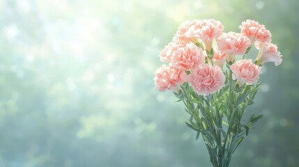 Obraz premium Beautiful Pink Carnations in Soft Light Displayed as a Thoughtful Gift for Any Occasion