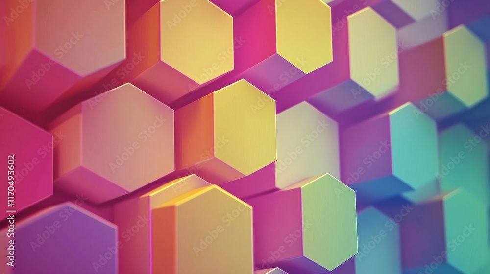 Poster abstract hexagonal pattern colorful gradient design