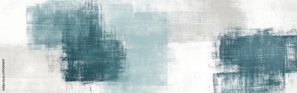 Poster Muted teal color blocks created with soft pencil strokes on a textured surface