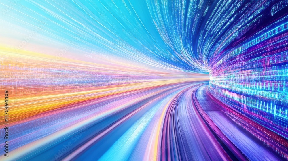 Poster abstract motion background with vibrant colors and dynamic light trails creating a sense of speed an