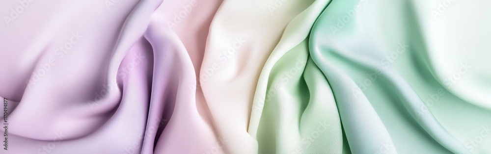 Poster Soft gradient fabric design featuring pastel colors blending seamlessly through waves and folds