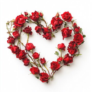 Valentine's Day background with red roses on white background.
