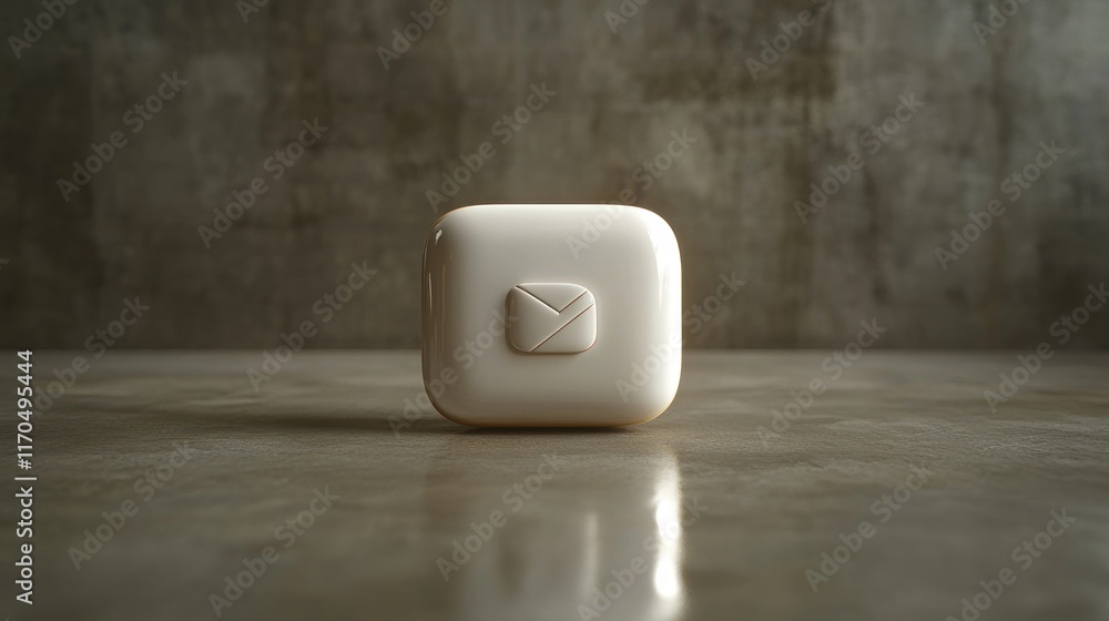 Poster Modern Messaging App Icon on Gray Background with Minimalist Design and 3D Rendered Elements
