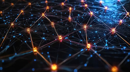 Obraz premium Abstract network connections with glowing nodes and lines.