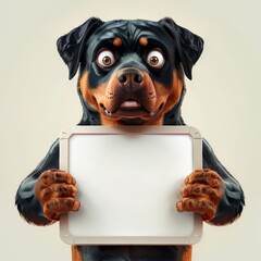 the AI Image Generator, Rottweiler Holding a Blank Sign Isolated