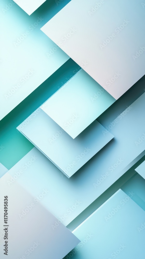 Poster modern geometric design with layered shapes in soft blue tones for creative projects and backgrounds