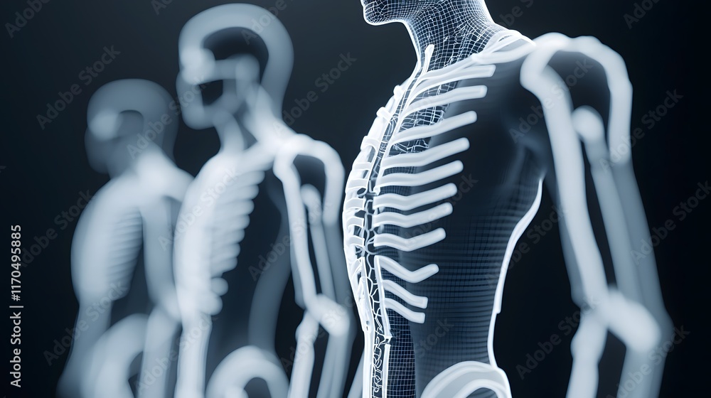 Poster futuristic medical diagnostics with advanced holographic data visualization technology in a modern h