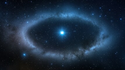 Fototapeta premium Starlight halos create a mesmerizing glow around a bright star in the vast expanse of the night sky