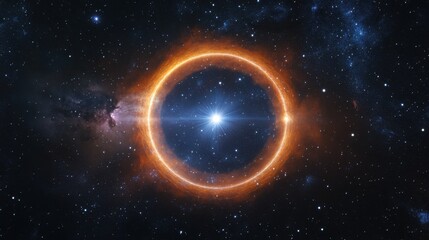 Naklejka premium Starlight halos create a stunning display of soft glows surrounding bright stars in a vast cosmic landscape at night