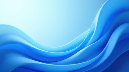 Naklejka premium Abstract Blue Waves Serene Smooth Fabric Drapes in Gentle Curves