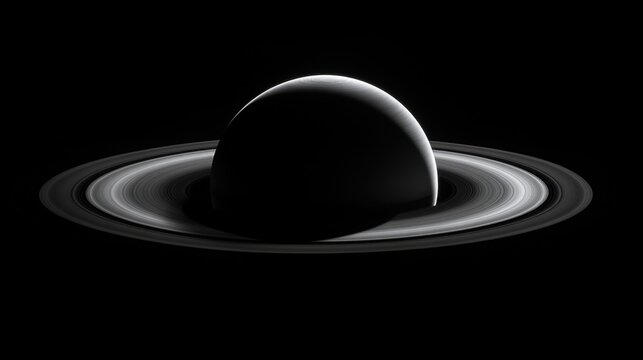 Majestic rings of Saturn loom elegantly against the dark backdrop of space highlighting the planet's grandeur and cosmic beauty