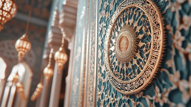 Close-up of decorative elements in the interior of the mosque.