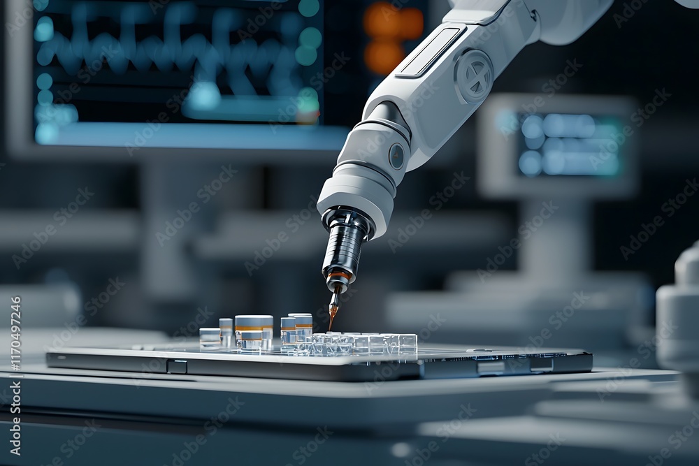 Aufkleber ai powered robotic system working on cutting edge medical research and healthcare diagnostics in a h