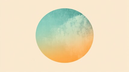 Minimalist gradient circle displaying a soothing transition from turquoise to warm orange against a neutral background