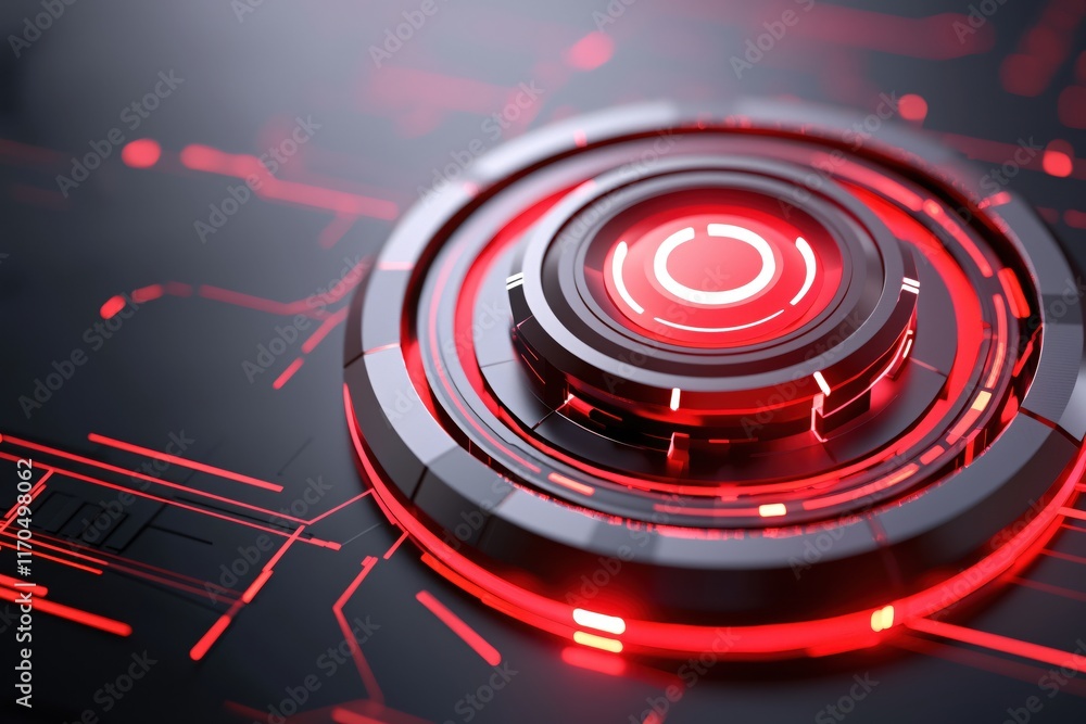 Poster Futuristic Tech Interface with Red Accents and Circuit Design for Digital Backgrounds