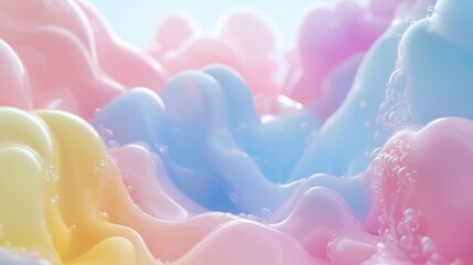 Pastel Liquid Swirls with Bubbles Abstract Background