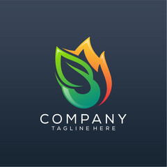 Abstract fire leaf logo design