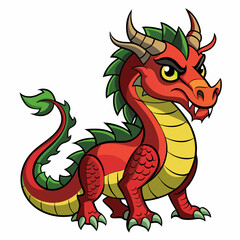 White Background Dragon Vector Illustration