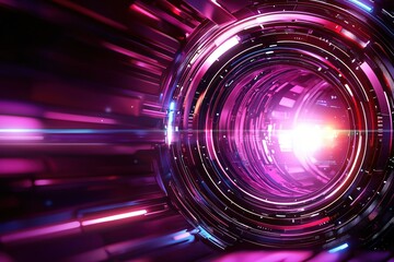 Obraz premium Abstract Light Tunnel with Neon Colors and Futuristic Design in Motion