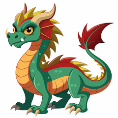 Fototapeta premium White Background Dragon Vector Illustration