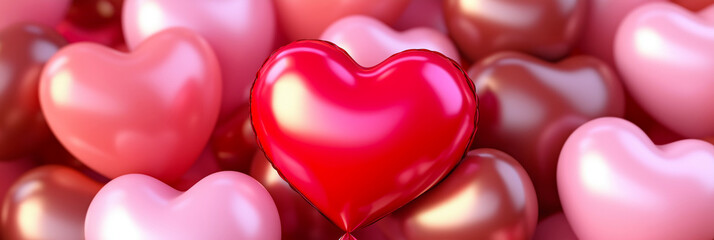 Heart shaped ballons. Valentine's day background. Love banner