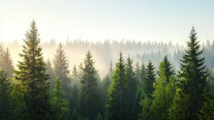 Breathtaking Forest Scene Showcasing Nature's Adaptation with Misty Overview and Lush Greenery