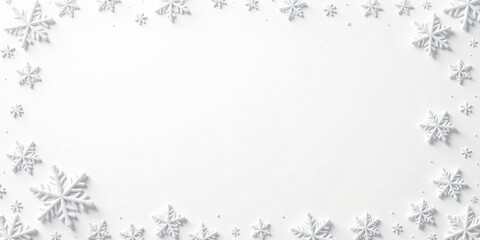 Winter Wonderland Delicate White Snowflakes Frame a Blank Space for Your Festive Message