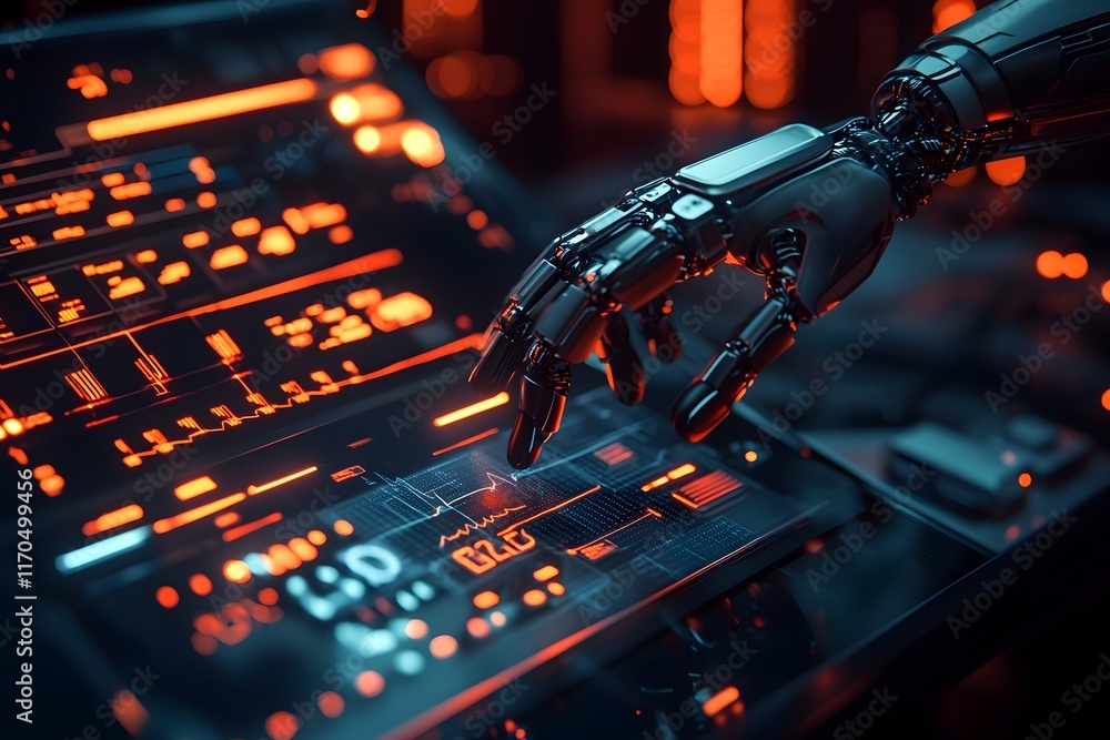 Poster a futuristic scene depicting collaborative ai driven healthcare research showcasing advanced digital