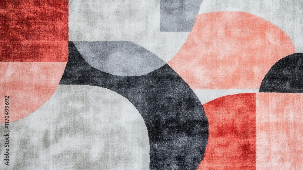 Poster elegant arrangement of coral and gray uneven patches showcasing abstract design in modern decor