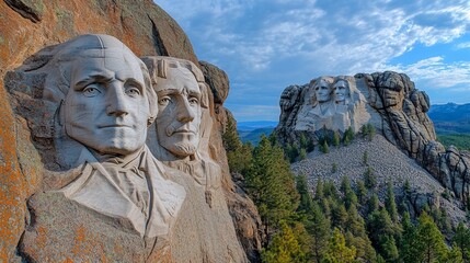 Obraz premium Mount Rushmore National Memorial Presidential Sculptures