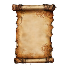  blank parchment poster from a fantasy setting on white background.