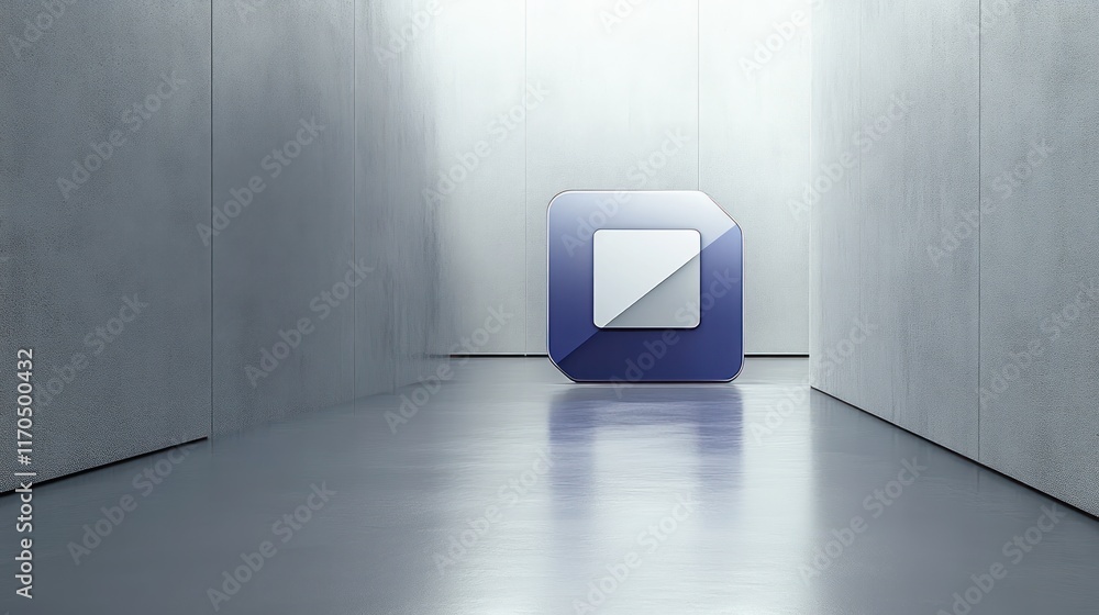 Poster minimalist communication app icon on gray background with clean lines and soft shadows