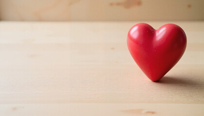 Fototapeta premium Red heart-shaped object on wooden background