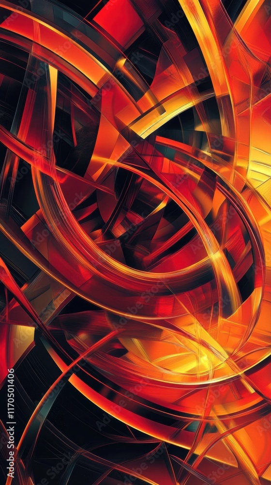 Leinwandbilder Overlapping red shapes create a dynamic abstract composition conveying energy and movement
