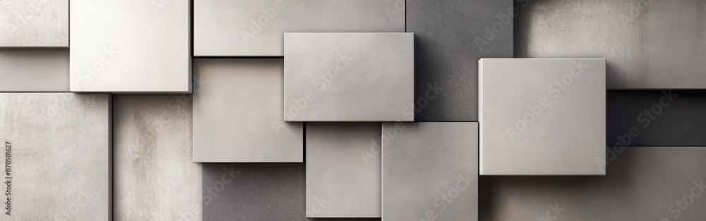 Poster Abstract composition featuring multiple layered gray squares against a monochromatic backdrop creating a modern aesthetic