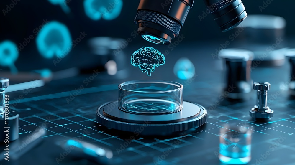 Poster futuristic system revolutionizing healthcare diagnostics with glowing digital tools and advanced med