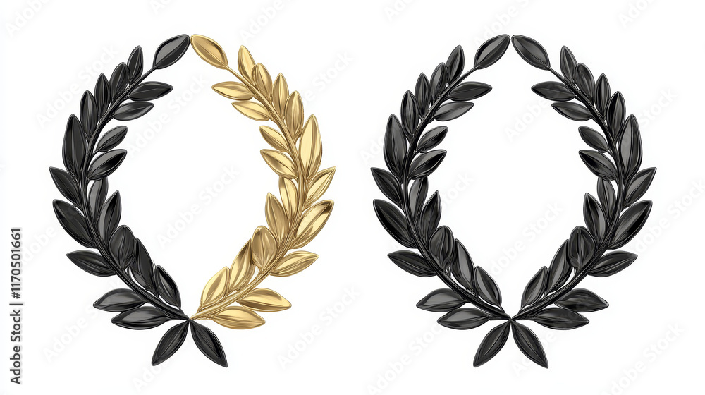 Aufkleber set of gold and black laurel wreaths - also as emblem. jpeg version also available in gallery