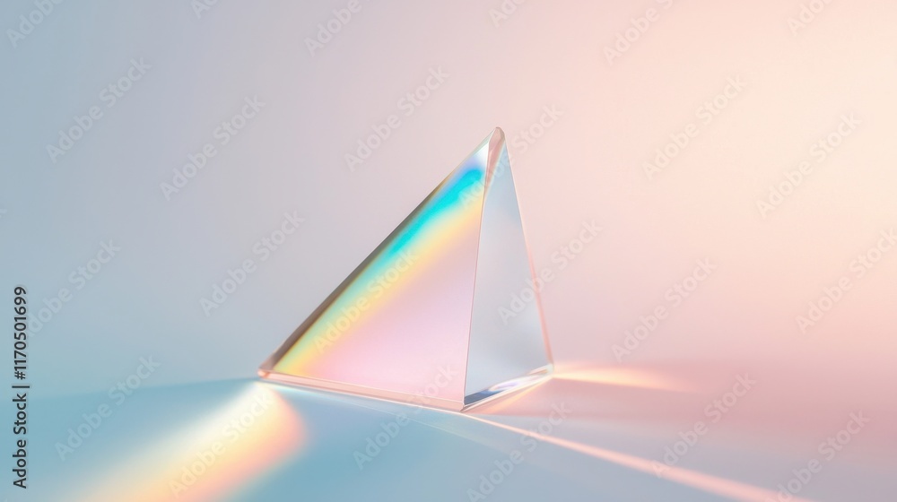 Poster brilliant spectrum of light refracted through a clear prism on a soft background