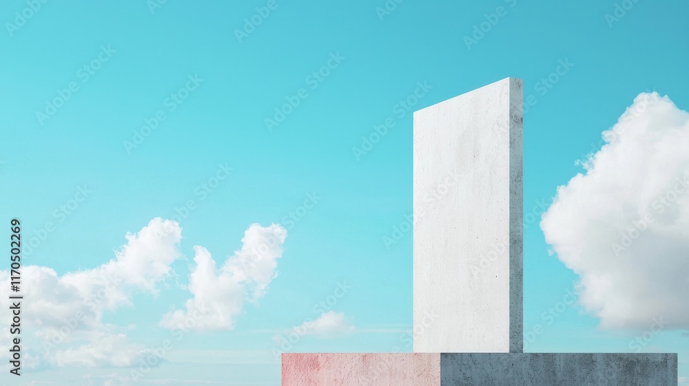 Poster modern architectural structure with vibrant sky and clouds emphasizing build design and foundation e