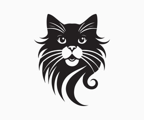 Fototapeta premium minimalist silhouette of a cat in black and white