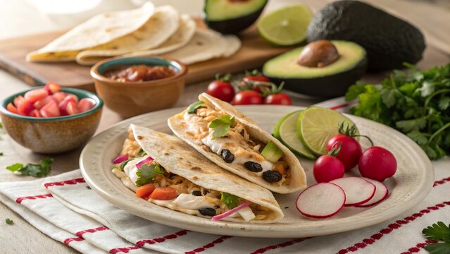Delicious baleadas served fresh with vibrant ingredients and aromatic herbs at a sunny afternoon gathering