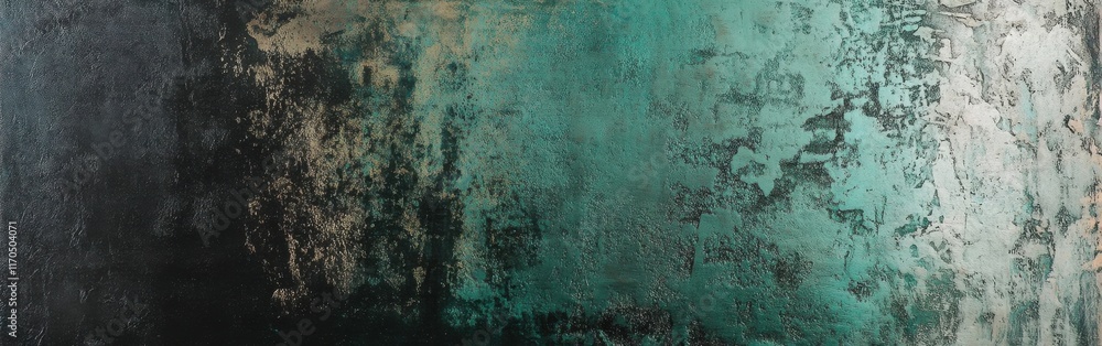 Aufkleber scratched steel surface transitioning from dark green to teal with texture variations and imperfecti