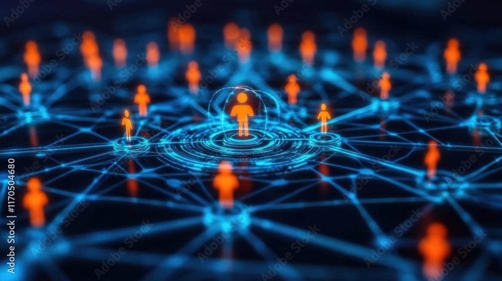 Poster digital network connections illustrate social interaction and community engagement in virtual spaces