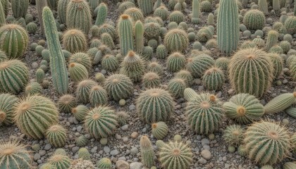Diverse Cactus in a Desert Garden Display